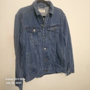 Line of Trade Denim Jacket Men Large Blue Montana Trucker Jean Pockets Workwear